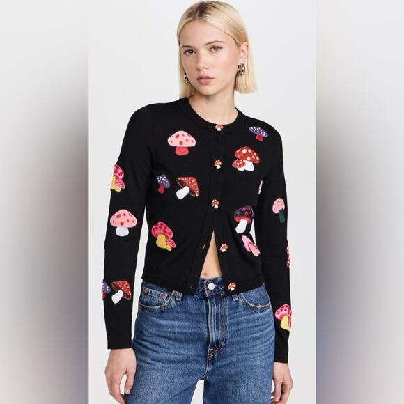 Alice + Olivia Ruthy Mushroom Wool-Blend Cardigan L - Picture 2 of 14